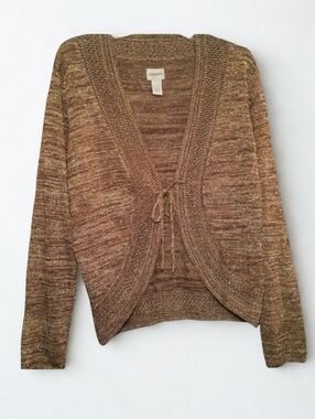 Chico's Gold Metallic Bolero Style Cardigan SZ3 (XL)